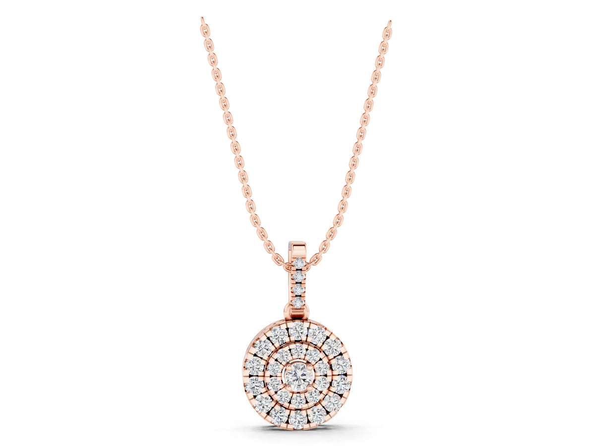 Rose gold Round Double Halo Diamond Pendant with Pavé Setting_1