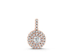 Rose gold Round Double Halo Prong Set Diamond Pendant