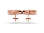 Rose gold Round Halo Diamond Drop Earrings with Milgrain Bezel Setting