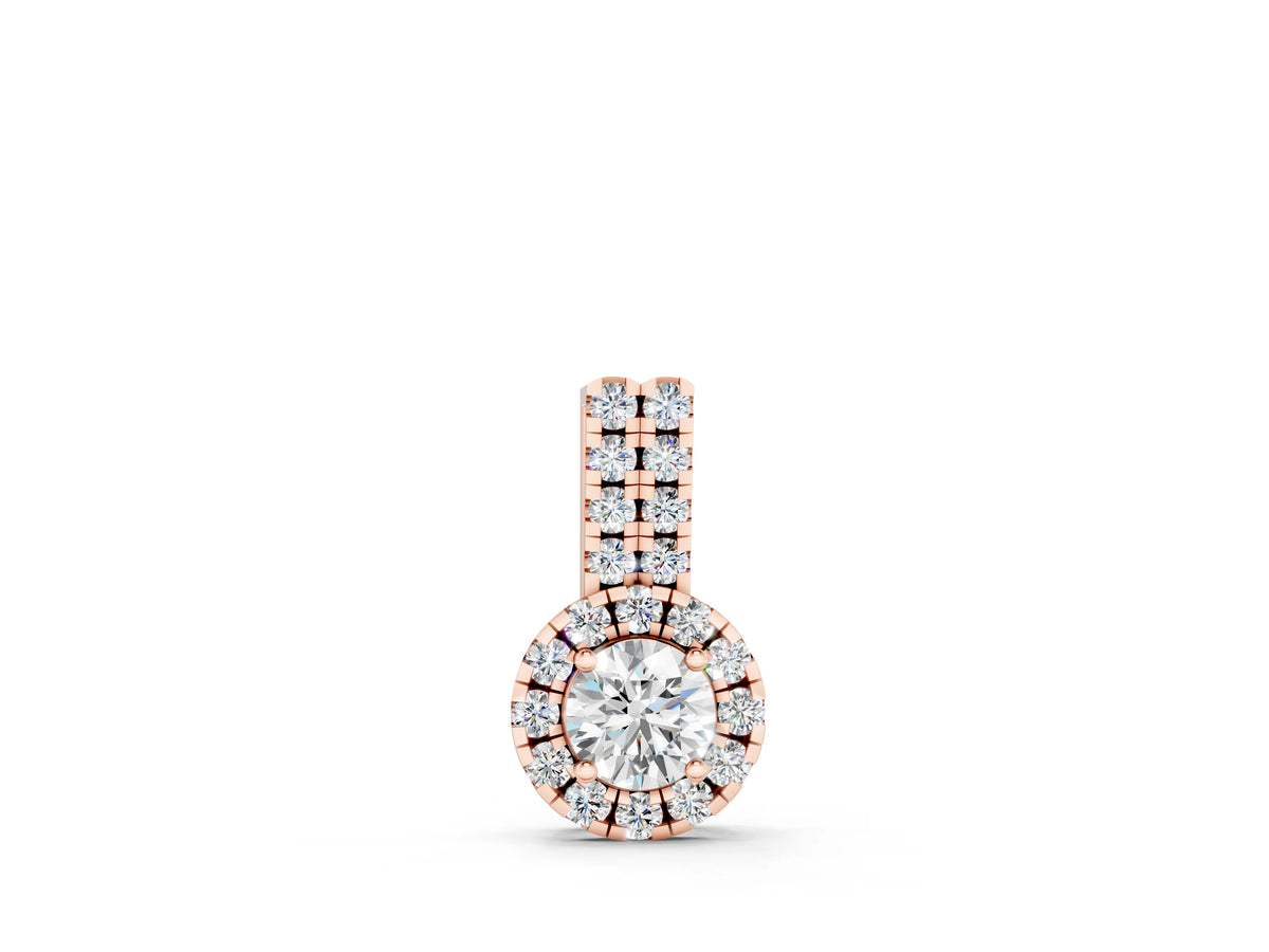 Rose gold Round Halo Diamond Pendant with Double Prong Setting