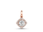 Rose gold Round Halo Diamond Pendant with Four-Prong Setting