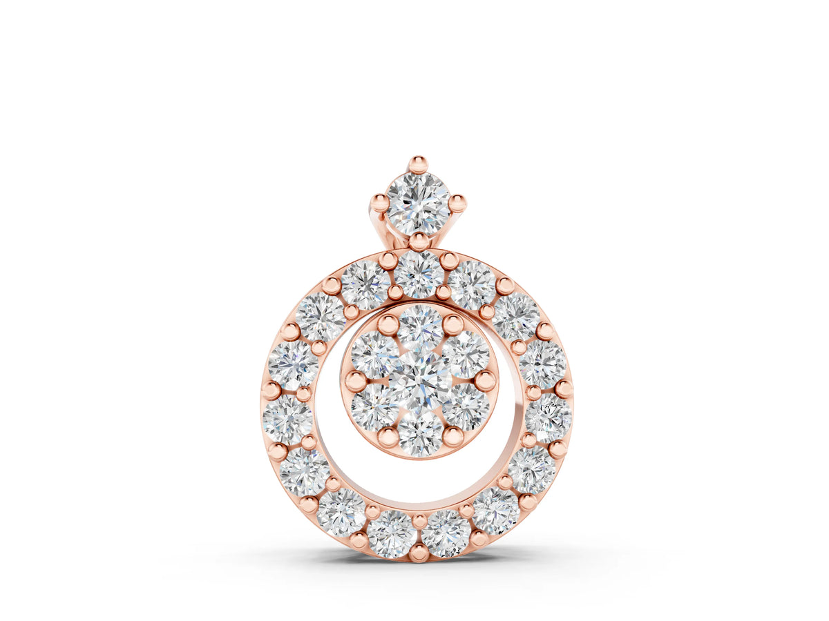Rose gold Round Halo Pavé Diamond Pendant with Four-Prong Setting