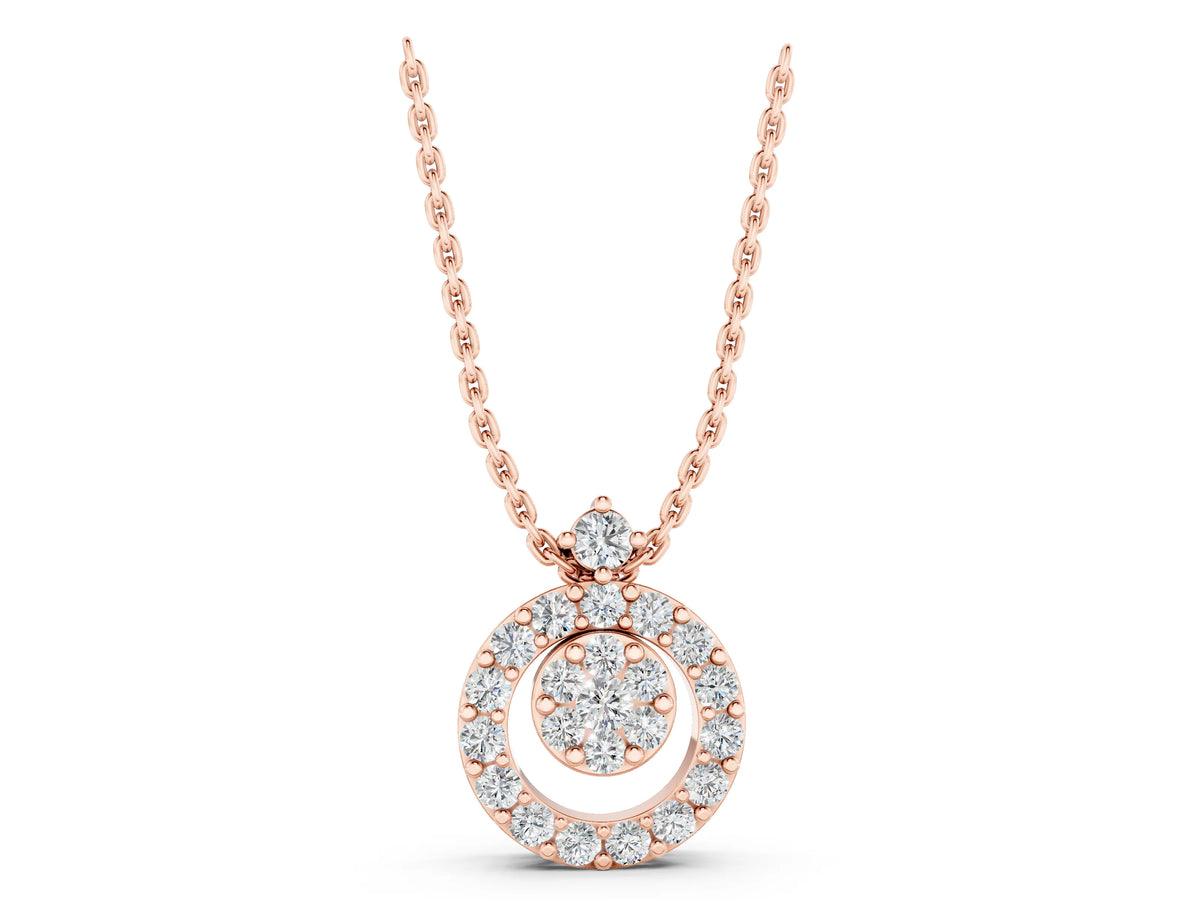 Rose gold Round Halo Pavé Diamond Pendant with Four-Prong Setting_1