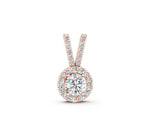 Rose gold Round Halo Pendant with Prong Setting