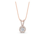 Rose gold Round Halo Pendant with Prong Setting_1