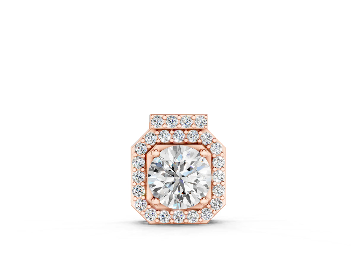 Rose gold Round Halo Prong-Set Diamond Pendant