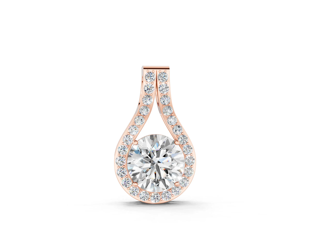 Rose gold Round Halo Prong-Set Pendant