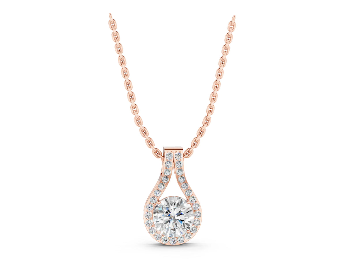 Rose gold Round Halo Prong-Set Pendant_1