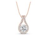 Rose gold Round Halo Prong Set Pendant_1