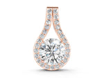 Rose gold Round Halo Prong Set Pendant