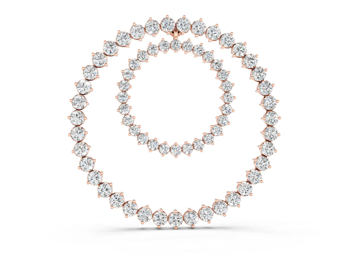 Rose gold Round Moissanite Double Halo Prong Set Pendant