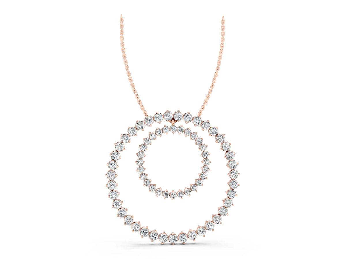 Rose gold Round Moissanite Double Halo Prong Set Pendant_1
