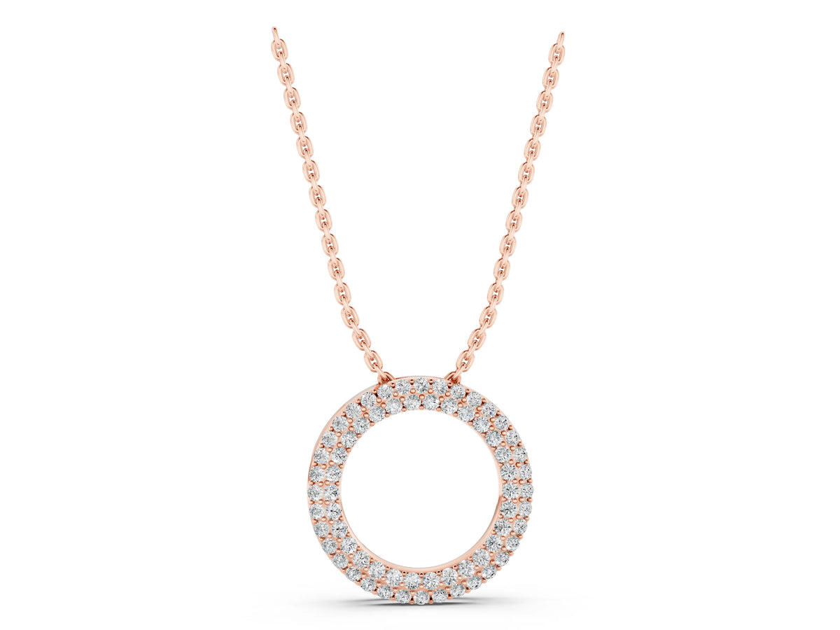 Rose gold Round Pavé Diamond Circle Pendant_1