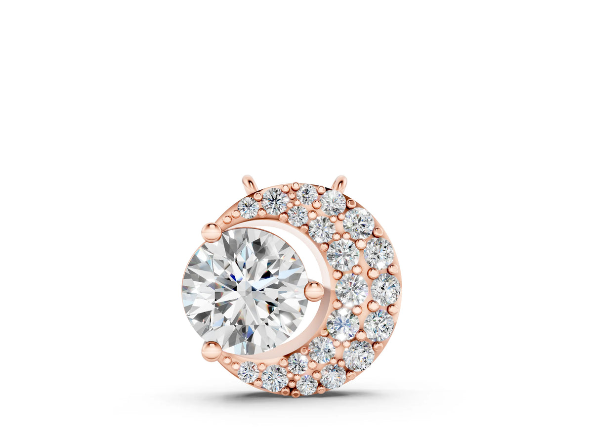 Rose gold Round Prong-Set Diamond Pavé Pendant