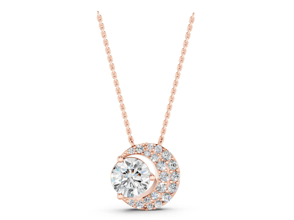 Rose gold Round Prong-Set Diamond Pavé Pendant_1