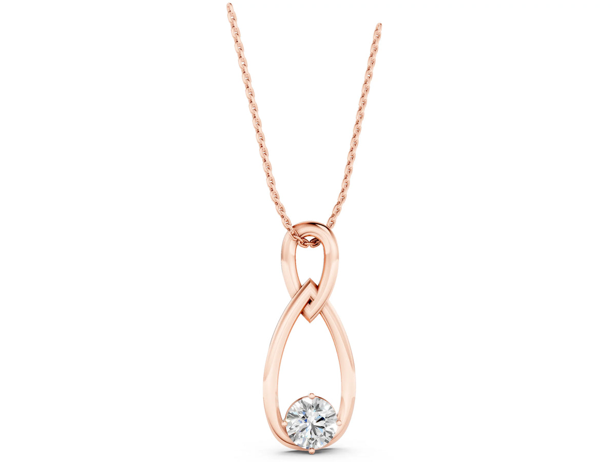 Rose gold Round Solitaire Bezel Infinity Pendant_1