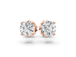 Rose gold Round Solitaire Diamond Stud Earrings with Four-Prong Basket Setting