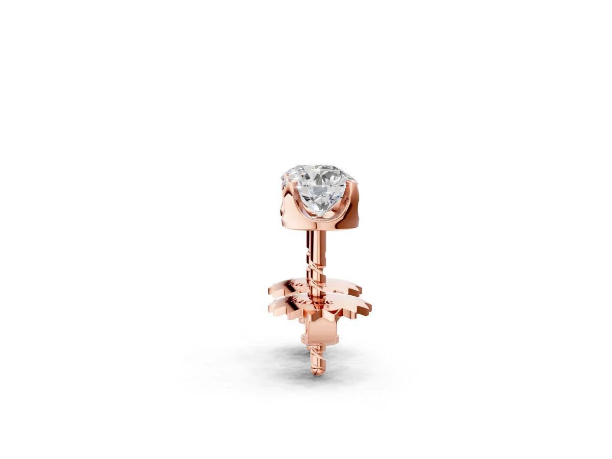 Rose gold Round Solitaire Diamond Stud Earrings with Four-Prong Basket Setting_2