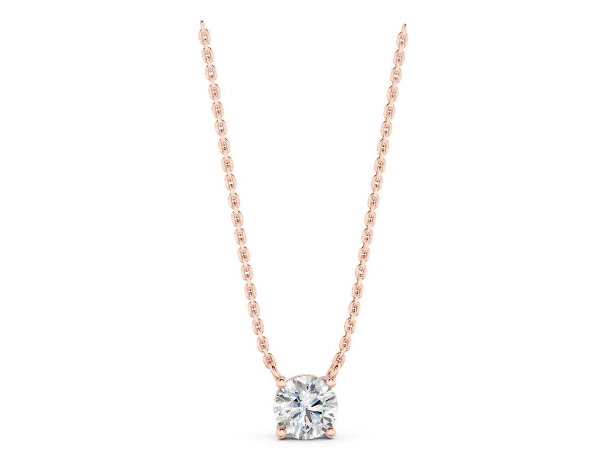 Rose gold Round Solitaire Pendant with Four-Prong Basket Setting_1