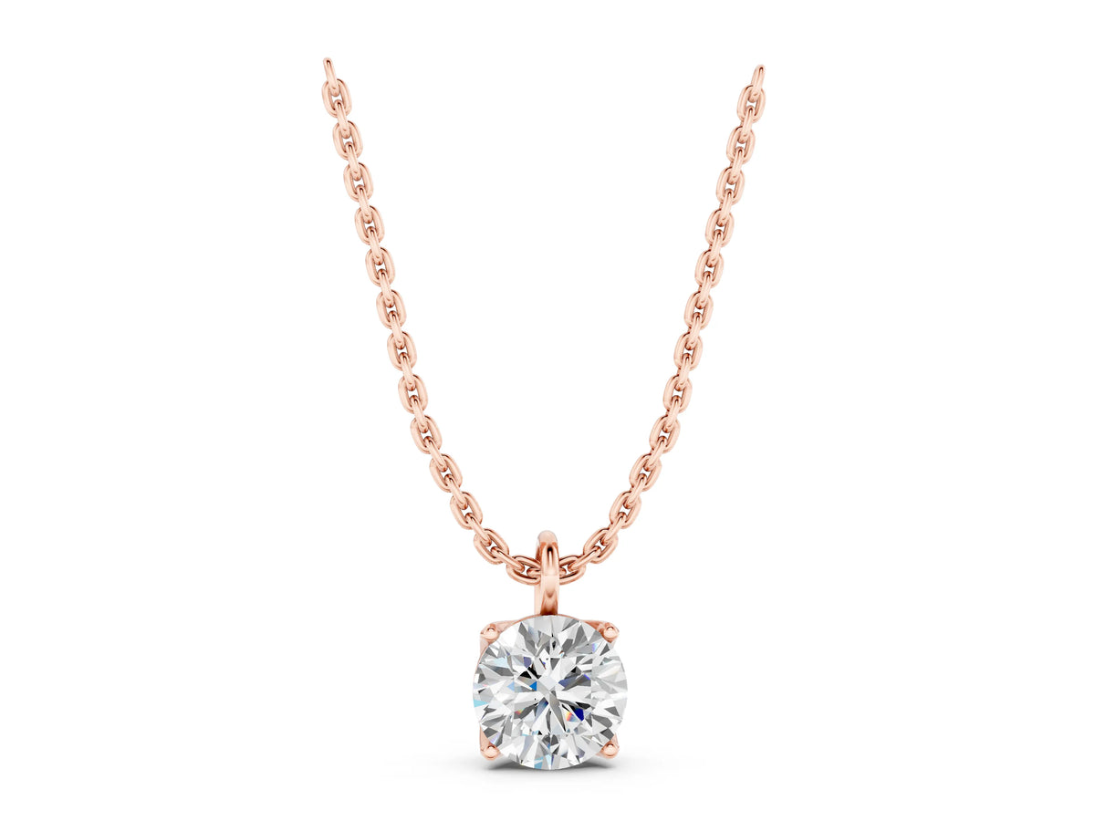 Rose gold Round Solitaire Pendant with Four-Prong Setting_1