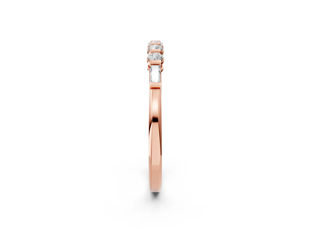 Rose gold Round and Baguette Diamond Prong Set Half-Eternity Band_2