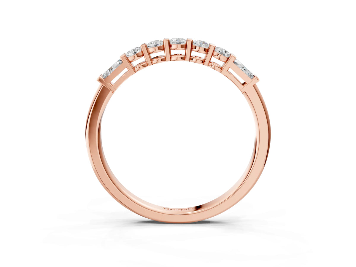 Rose gold Round and Baguette Diamond Prong Set Half-Eternity Band_3