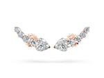 Rose gold Round and Heart Diamond Petite Ear Climber Earrings