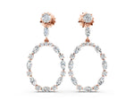 Rose gold Round and Marquise Diamond Open Oval Drop Earrings