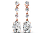 Rose gold Round and Oval Diamond Drop Earrings