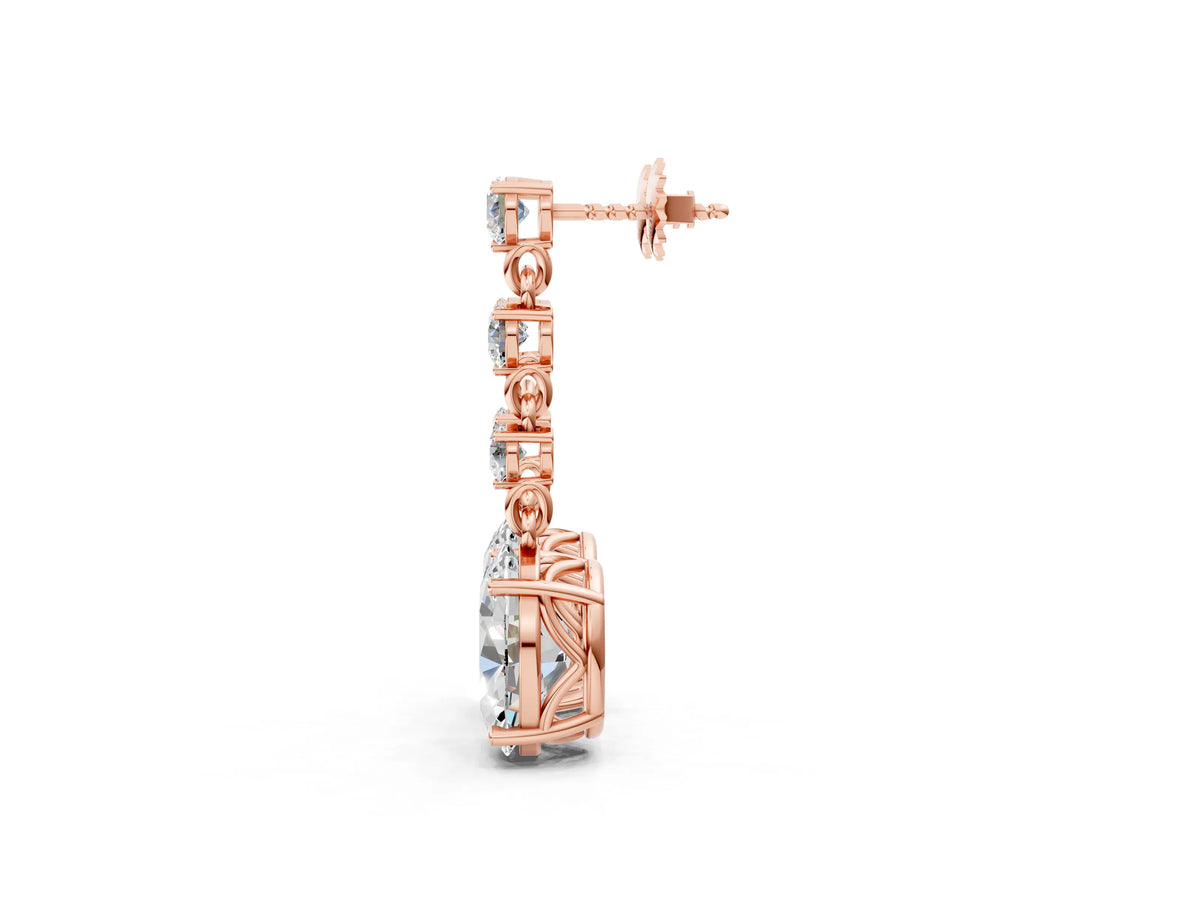 Rose gold Round and Oval Diamond Drop Earrings_1