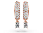 Rose gold Round and Radiant Diamond Huggie Hoop Earrings