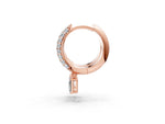 Rose gold Round and Radiant Diamond Huggie Hoop Earrings_1