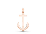 Rose gold Silver Anchor Pendant with Round Diamond Bezel Setting