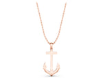 Rose gold Silver Anchor Pendant with Round Diamond Bezel Setting_1