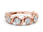 Rose gold Six-Stone Round Diamond Wave Band with Shared Prong Setting