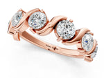 Rose gold Six-Stone Round Diamond Wave Band with Shared Prong Setting_1