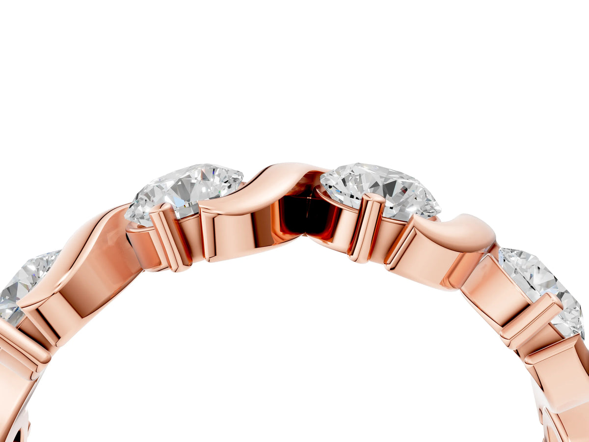 Rose gold Six-Stone Round Diamond Wave Band with Shared Prong Setting_4