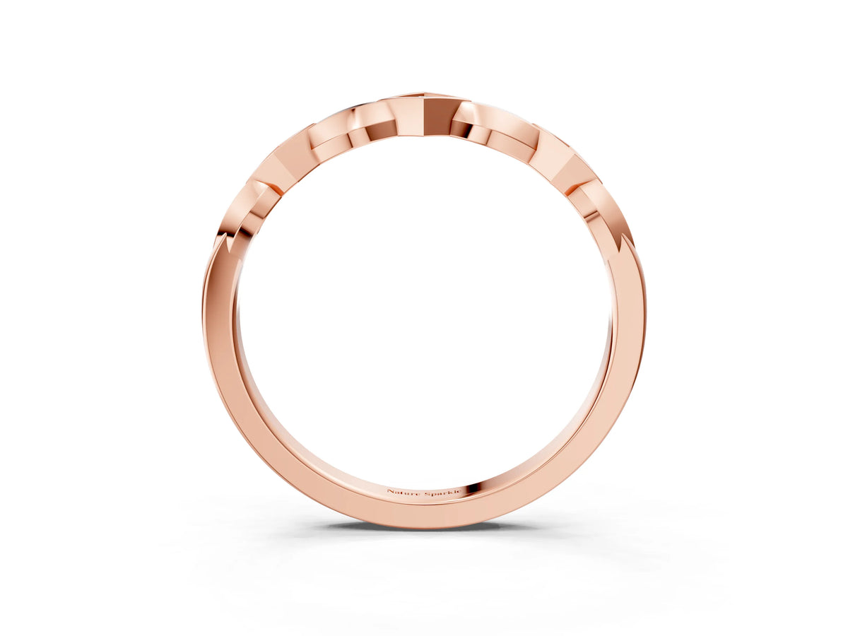 Rose gold Square Diamond Twist Band with Bezel Setting_3