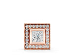 Rose gold Square Halo Princess Cut Pendant with Bezel Setting