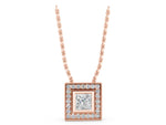 Rose gold Square Halo Princess Cut Pendant with Bezel Setting_1