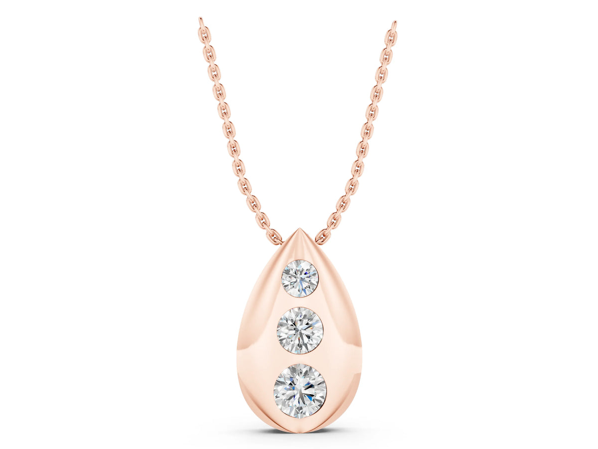 Rose gold Teardrop Bezel-Set Round Diamond Pendant_1
