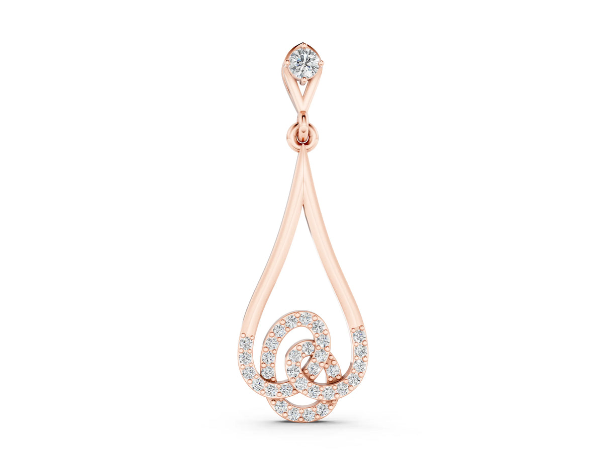 Rose gold Teardrop Diamond Pavé Pendant with Round Brilliant Cut