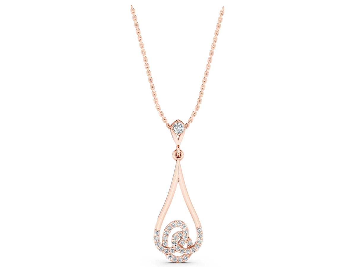 Rose gold Teardrop Diamond Pavé Pendant with Round Brilliant Cut_1