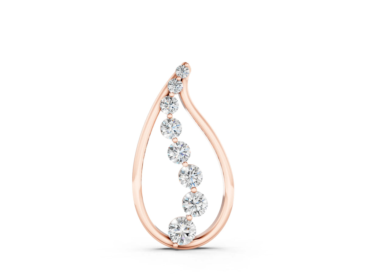 Rose gold Teardrop Diamond Prong-Set Round Pendant