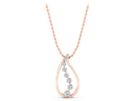 Rose gold Teardrop Diamond Prong-Set Round Pendant_1