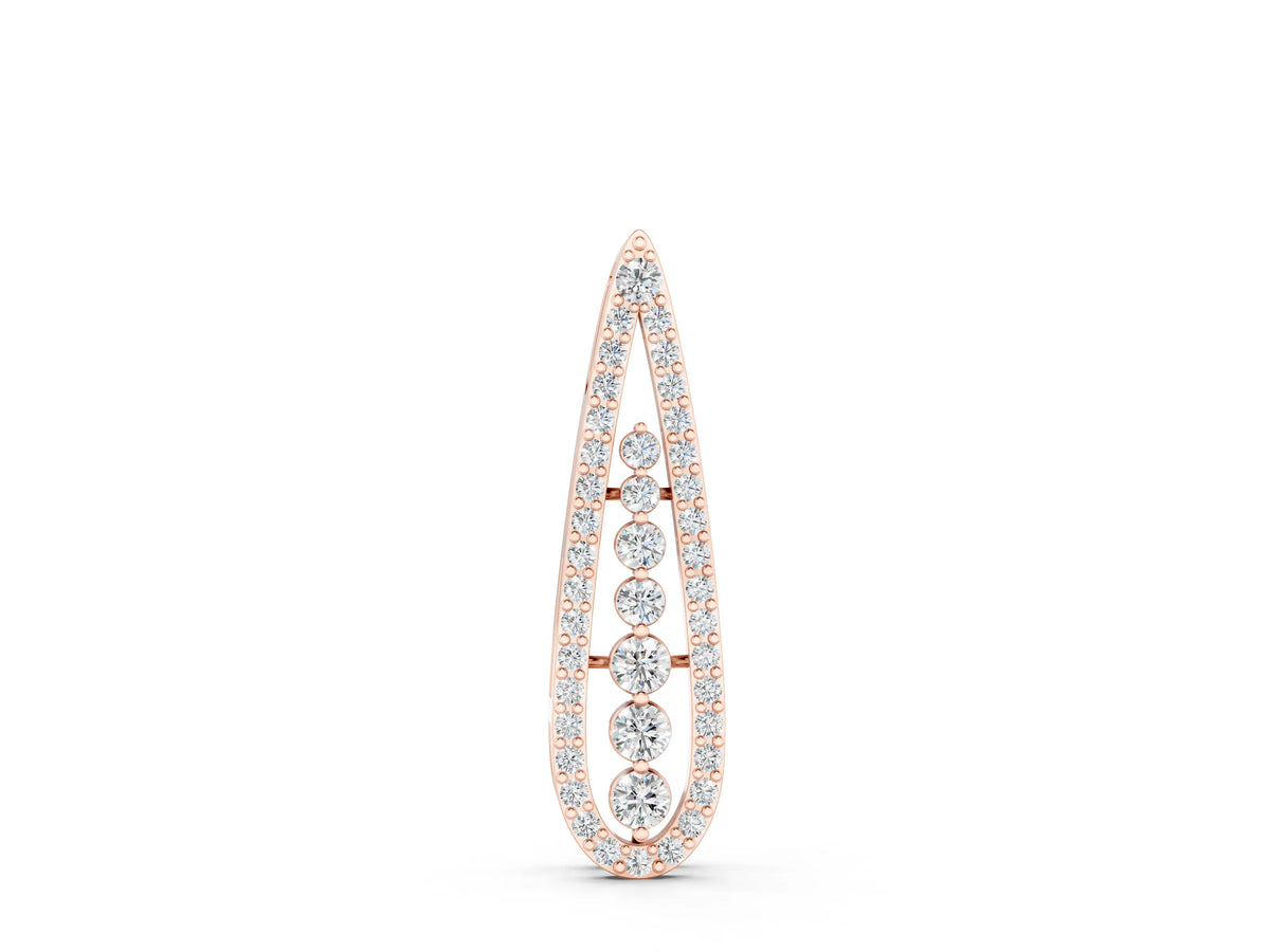 Rose gold Teardrop Pavé Round Diamond Prong Pendant