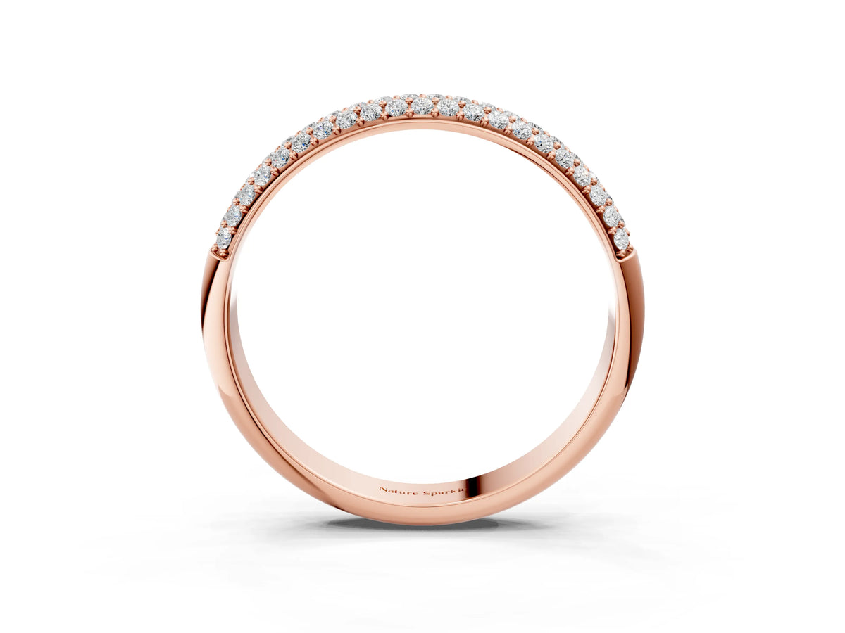 Rose gold Three-Row Pave Round Diamond Eternity Band with Shared Prong Setting_3