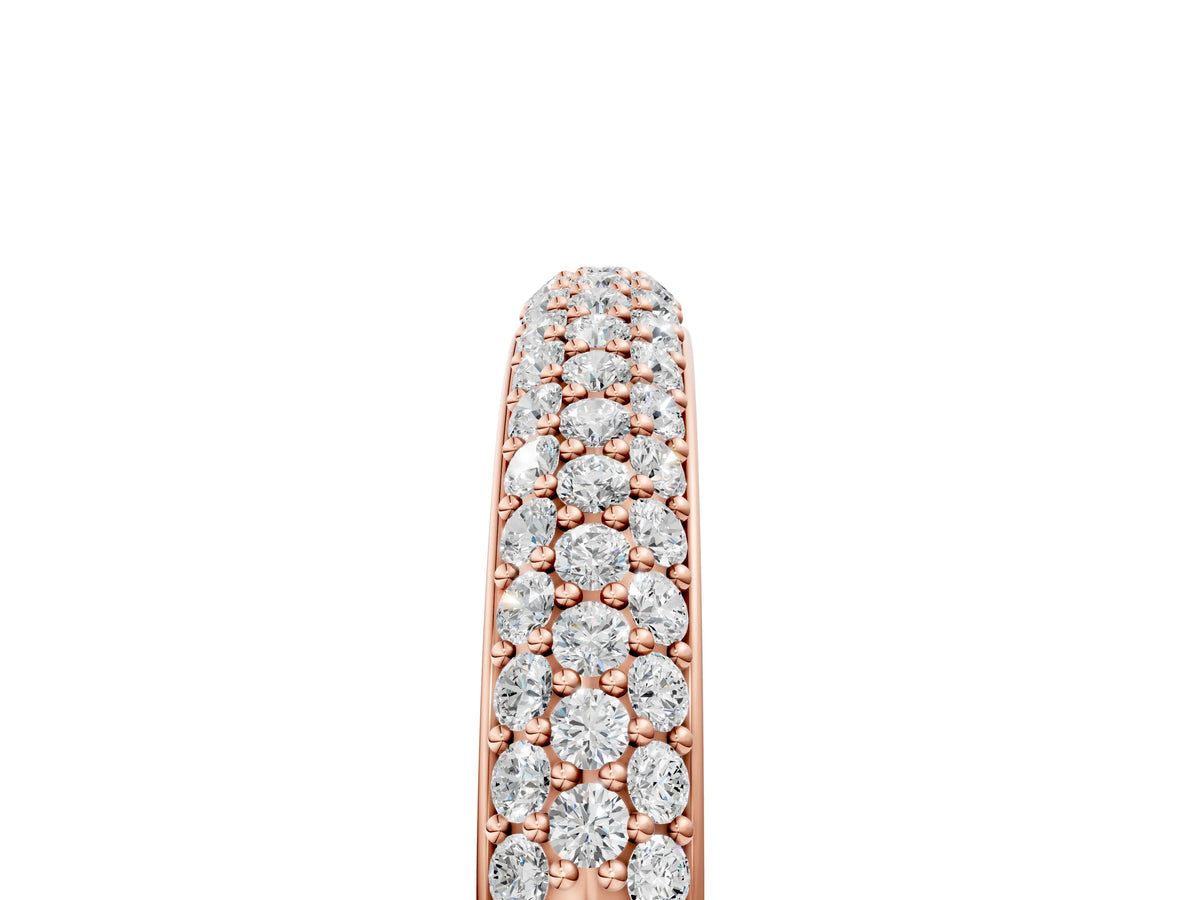 Rose gold Three-Row Pave Round Diamond Eternity Band with Shared Prong Setting_5