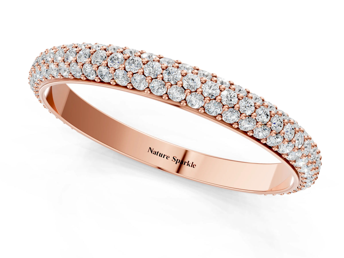 Rose gold Three-Row Round Diamond Pavé Eternity Band_1