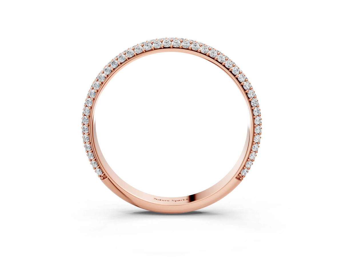 Rose gold Three-Row Round Diamond Pavé Eternity Band_3
